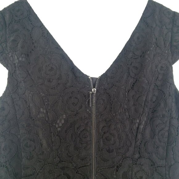 Adrianna Papell NWT Julie Lace Fit and Flaire Cap Sleeve Midi Dress Black Size 8 - Picture 8 of 12